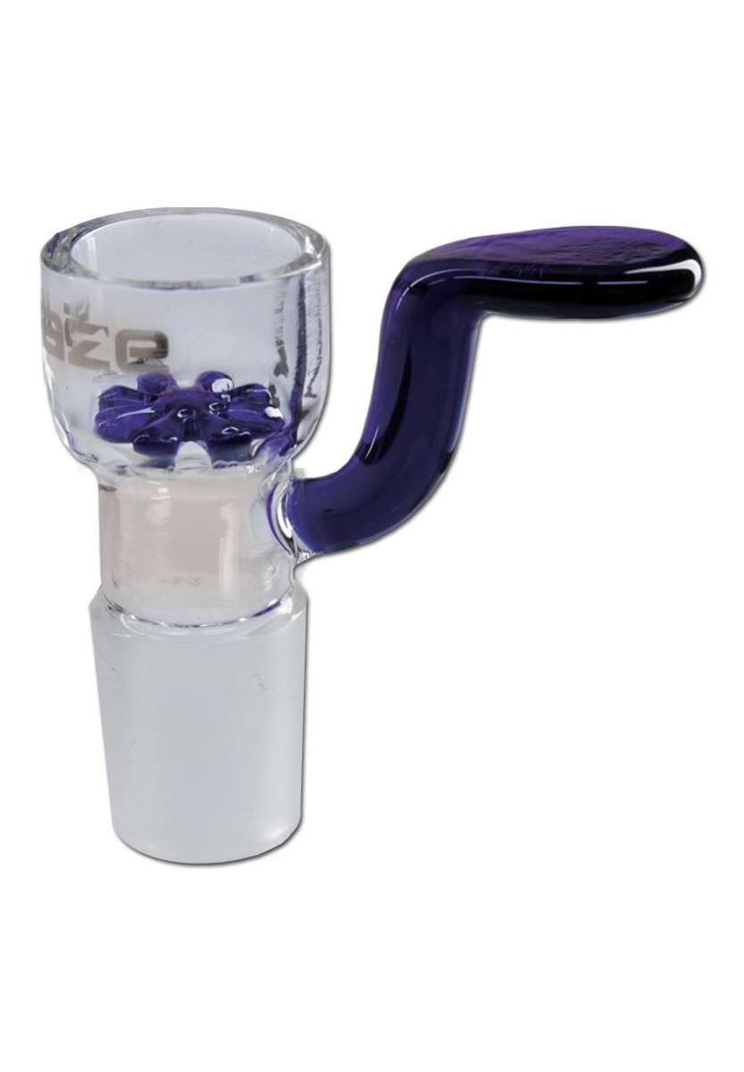 BLAZE‘ Glaskopf mit Sieb und Griff blau NS 19