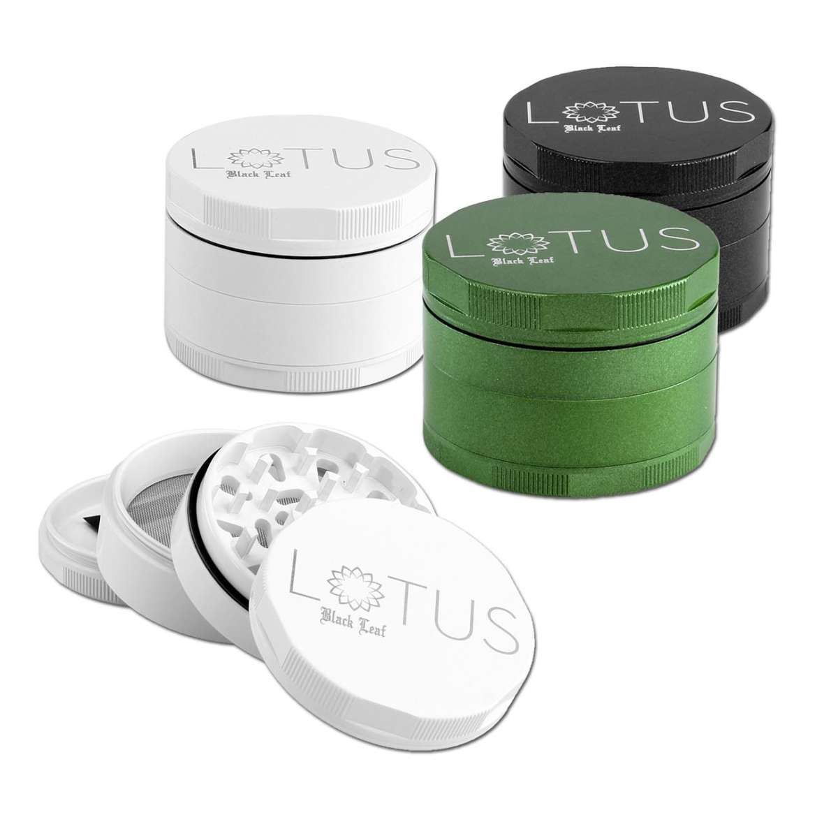 Black Leaf‘ ‚Lotus‘ Grinder 4-tlg. grau Ø 63/58mm H 46mm Granite Beschichtung