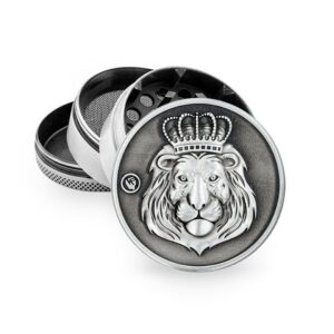 FIRE-FLOW™ Metal Grinder Silver Rasta Lion (⌀50 mm / 4-parts)